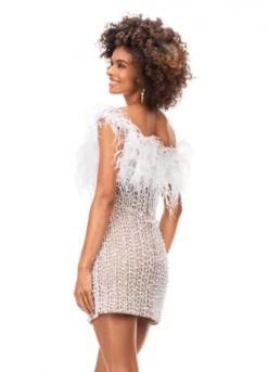 Ashley Lauren 4566 Feather Beaded Cocktail Dress -Outlet Prom Dresses Store S23 ASH 4566 02 508x705