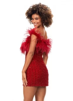 Ashley Lauren 4566 Feather Beaded Cocktail Dress -Outlet Prom Dresses Store S23 ASH 4566 04 508x705