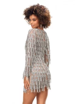Ashley Lauren 4569 Chainmail Fringe Short Dress 6 Ashley Lauren 4569 Chainmail Fringe Short Dress -Outlet Prom Dresses Store S23 ASH 4569 02 508x705