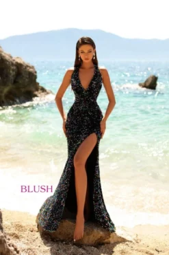 Blush By Alexia Blush 20552 Fringe Back Velvet Sequin Gown 9 Blush By Alexia Blush 20552 Fringe Back Velvet Sequin Gown -Outlet Prom Dresses Store S23 BL 20552 03 470x705