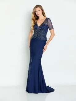 Cameron Blake By Mon Cheri Cameron Blake CB130 Sheer Short Sleeve Mothers Gown -Outlet Prom Dresses Store S23 CB CB130 05 535x705