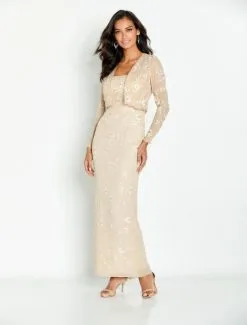 Cameron Blake By Mon Cheri Cameron Blake CB137 Floral Design Mothers Gown With Jacket 9 Cameron Blake By Mon Cheri Cameron Blake CB137 Floral Design Mothers Gown With Jacket -Outlet Prom Dresses Store S23 CB CB137 03 535x705