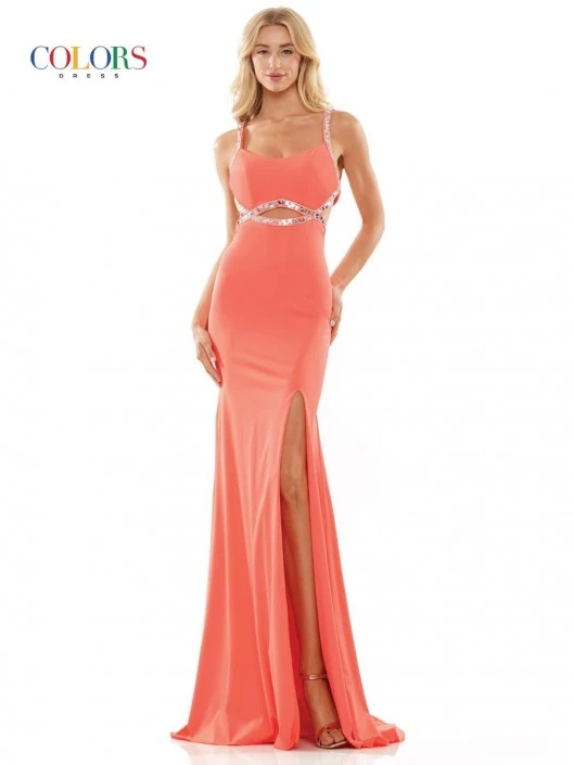 Colors Dress 2829 Satin Lycra Cut Out Prom Gown 6 Colors Dress 2829 Satin Lycra Cut Out Prom Gown - Image 4