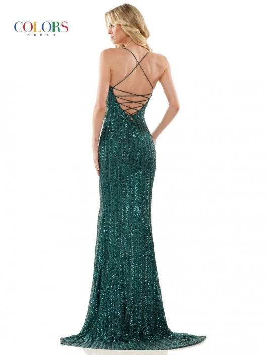 Colors Dress 2846 Strappy Back Sequin Prom Gown 4 Colors Dress 2846 Strappy Back Sequin Prom Gown - Image 2