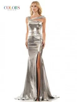 Colors Dress 2864 Asymmetric Strap Foiled Jersey Gown 8 Colors Dress 2864 Asymmetric Strap Foiled Jersey Gown -Outlet Prom Dresses Store S23 CD 2864 03 529x705