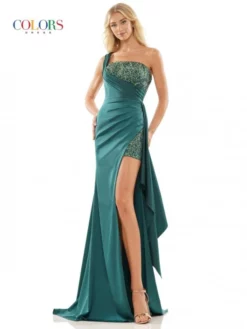 Colors Dress 2865 Ruched One Shoulder Prom Gown 9 Colors Dress 2865 Ruched One Shoulder Prom Gown -Outlet Prom Dresses Store S23 CD 2865 04 529x705
