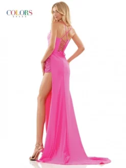 Colors Dress 2870 Satin Lycra High Slit Prom Gown 10 Colors Dress 2870 Satin Lycra High Slit Prom Gown -Outlet Prom Dresses Store S23 CD 2870 04 529x705