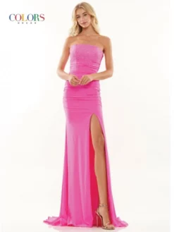 Colors Dress 2871 Satin Lycra Ruched Prom Gown -Outlet Prom Dresses Store S23 CD 2871 03 529x705