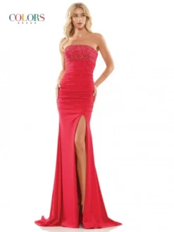 Colors Dress 2871 Satin Lycra Ruched Prom Gown -Outlet Prom Dresses Store S23 CD 2871 05 529x705