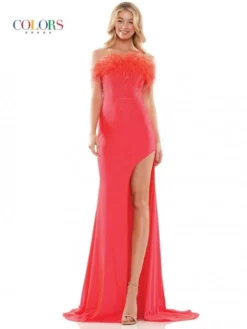 Colors Dress 2874 Feather Neck Strappy Back Gown 11 Colors Dress 2874 Feather Neck Strappy Back Gown -Outlet Prom Dresses Store S23 CD 2874 05 529x705