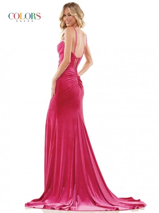 Colors Dress 2885 Ruched Velvet Prom Gown 4 Colors Dress 2885 Ruched Velvet Prom Gown - Image 2