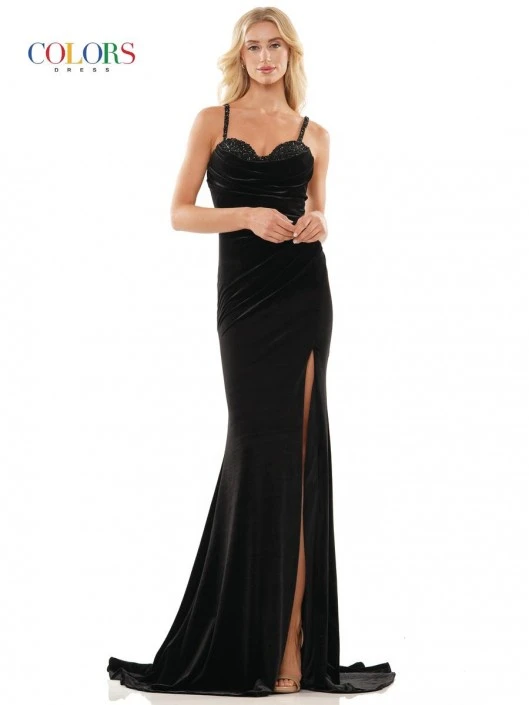 Colors Dress 2885 Ruched Velvet Prom Gown 5 Colors Dress 2885 Ruched Velvet Prom Gown - Image 3