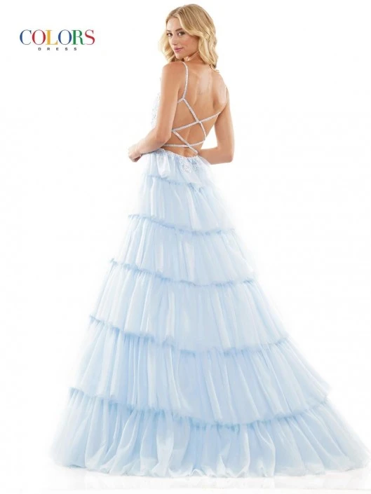 Colors Dress 2911 Tiered Ruffle Prom Gown 4 Colors Dress 2911 Tiered Ruffle Prom Gown - Image 2