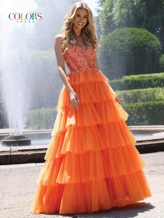 Colors Dress 2911 Tiered Ruffle Prom Gown 5 Colors Dress 2911 Tiered Ruffle Prom Gown - Image 3