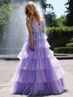 Colors Dress 2911 Tiered Ruffle Prom Gown 10 Colors Dress 2911 Tiered Ruffle Prom Gown -Outlet Prom Dresses Store S23 CD 2911 04 529x705