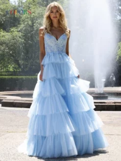 Colors Dress 2911 Tiered Ruffle Prom Gown 11 Colors Dress 2911 Tiered Ruffle Prom Gown -Outlet Prom Dresses Store S23 CD 2911 05 529x705