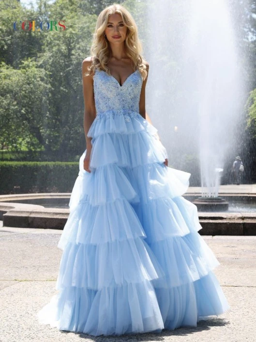 Colors Dress 2911 Tiered Ruffle Prom Gown 7 Colors Dress 2911 Tiered Ruffle Prom Gown - Image 5