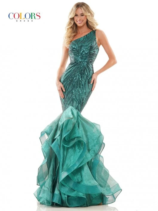 Colors Dress 2925 One Shoulder Fitted Mermaid Gown 5 Colors Dress 2925 One Shoulder Fitted Mermaid Gown - Image 3