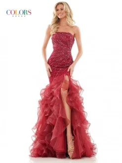 Colors Dress 2926 Ruffle Skirt Mermaid Gown -Outlet Prom Dresses Store S23 CD 2926 03 529x705