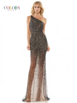 Colors Dress 2928 One Shoulder Sheer Beaded Gown -Outlet Prom Dresses Store S23 CD 2928 03 529x705