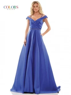 Colors Dress 2938 Off Shoulder Gown With Pockets -Outlet Prom Dresses Store S23 CD 2938 05 529x705