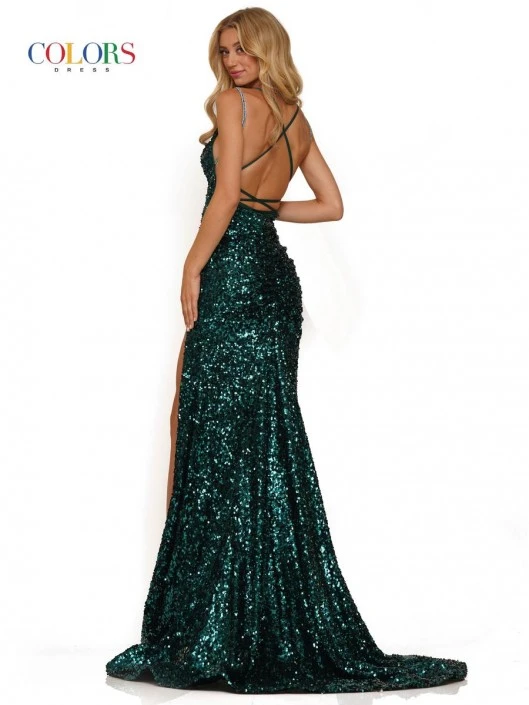 Colors Dress 2975 Sequin High Slit Prom Gown 4 Colors Dress 2975 Sequin High Slit Prom Gown - Image 2