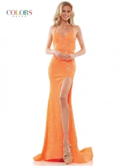 Colors Dress 2975 Sequin High Slit Prom Gown 9 Colors Dress 2975 Sequin High Slit Prom Gown -Outlet Prom Dresses Store S23 CD 2975 03 529x705