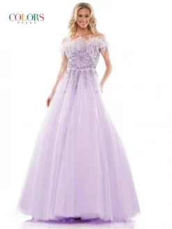 Colors Dress 2992 Feather Off Shoulder Ball Gown 11 Colors Dress 2992 Feather Off Shoulder Ball Gown -Outlet Prom Dresses Store S23 CD 2992 05 529x705