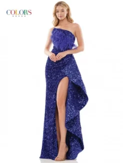Colors Dress 2994 Dramatic Feather Sequin Gown 9 Colors Dress 2994 Dramatic Feather Sequin Gown -Outlet Prom Dresses Store S23 CD 2994 03 529x705