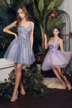 Ladivine Prom Ladivine 9245 Sparkling 3D Floral Short Party Dress -Outlet Prom Dresses Store S23 CD 9245 03 470x705