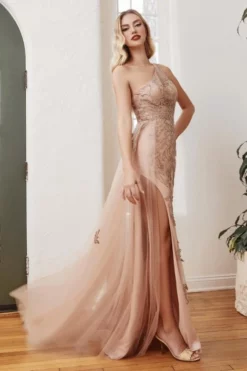 Ladivine Prom Ladivine CB098 Beaded Sheer One Shoulder Gown -Outlet Prom Dresses Store S23 CD CB098 04 470x705