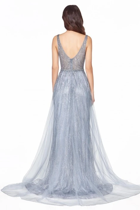 Ladivine Prom Ladivine CD0152 Sparkling Gown With Overskirt 4 Ladivine Prom Ladivine CD0152 Sparkling Gown With Overskirt - Image 2