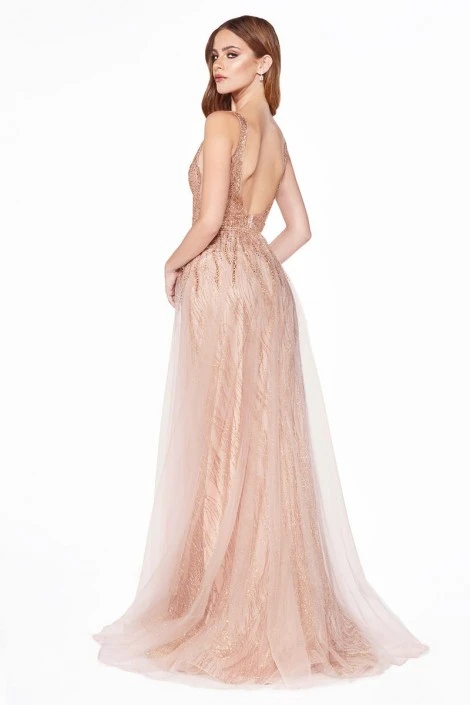 Ladivine Prom Ladivine CD0152 Sparkling Gown With Overskirt 6 Ladivine Prom Ladivine CD0152 Sparkling Gown With Overskirt - Image 4