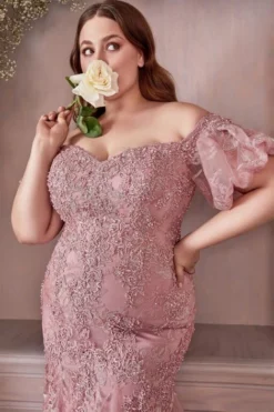 Ladivine Prom Ladivine CD959C Puff Sleeve Plus Size Gown 9 Ladivine Prom Ladivine CD959C Puff Sleeve Plus Size Gown -Outlet Prom Dresses Store S23 CD CD959C 04 470x705