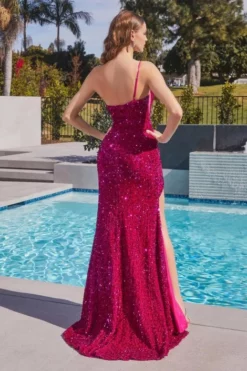 Ladivine Prom Ladivine CH111 One Shoulder Sequin Prom Dress -Outlet Prom Dresses Store S23 CD CH111 03 470x705