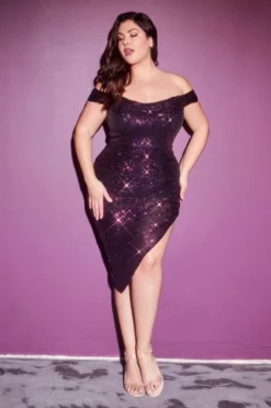 Ladivine Prom Ladivine CH190C Sequin Plus Size Cocktail Dress -Outlet Prom Dresses Store S23 CD CH190C 02 470x705