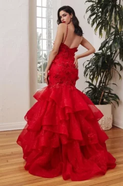 Ladivine Prom Ladivine CM329 Floral 3D Ruffle Mermaid Dress 5 Ladivine Prom Ladivine CM329 Floral 3D Ruffle Mermaid Dress -Outlet Prom Dresses Store S23 CD CM329 02 470x705