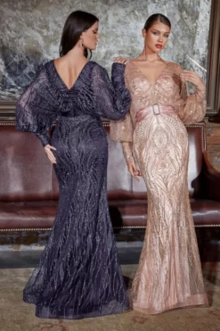 Ladivine Prom Ladivine J821 Shimmering Long Sleeve Gown 6 Ladivine Prom Ladivine J821 Shimmering Long Sleeve Gown -Outlet Prom Dresses Store S23 CD J821 02 470x705