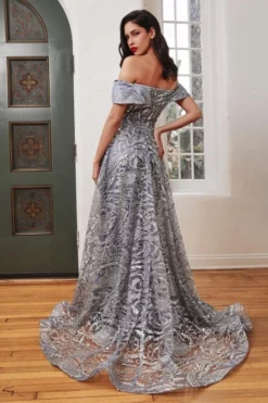 Ladivine Prom Ladivine J836 Off Shoulder Gown With Overskirt 9 Ladivine Prom Ladivine J836 Off Shoulder Gown With Overskirt -Outlet Prom Dresses Store S23 CD J836 03 470x705