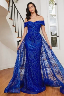 Ladivine Prom Ladivine J836 Off Shoulder Gown With Overskirt 11 Ladivine Prom Ladivine J836 Off Shoulder Gown With Overskirt -Outlet Prom Dresses Store S23 CD J836 05 470x705