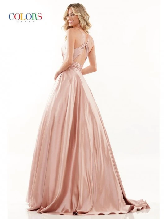 Glow By Colors Dress Glow By Colors G1089 Pleated V Neck Prom Dress 4 Glow By Colors Dress Glow By Colors G1089 Pleated V Neck Prom Dress - Image 2