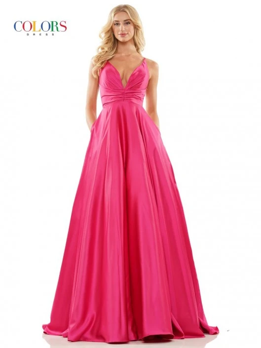 Glow By Colors Dress Glow By Colors G1089 Pleated V Neck Prom Dress 5 Glow By Colors Dress Glow By Colors G1089 Pleated V Neck Prom Dress - Image 3