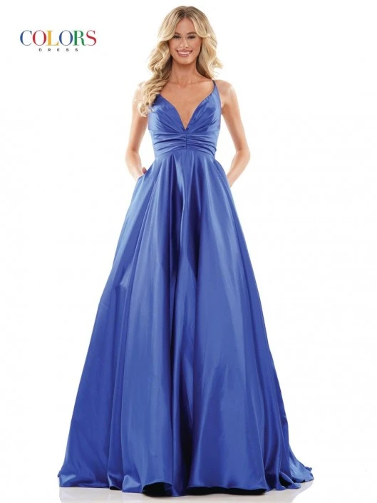 Glow By Colors Dress Glow By Colors G1089 Pleated V Neck Prom Dress 6 Glow By Colors Dress Glow By Colors G1089 Pleated V Neck Prom Dress - Image 4