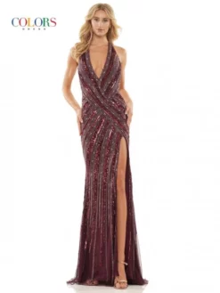 Glow By Colors Dress Glow By Colors K144 Plunging V Halter Gown -Outlet Prom Dresses Store S23 CG K144 04 529x705