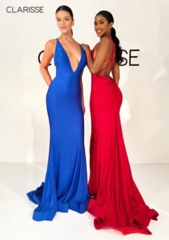 Clarisse 810437 Plunging V Neck Jersey Gown -Outlet Prom Dresses Store S23 CL 810437 02 498x705
