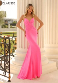 Clarisse 810541 Ruched Tie Back Prom Dress -Outlet Prom Dresses Store S23 CL 810541 04 498x705