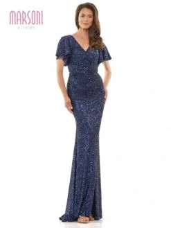 Marsoni By Colors M318 Flutter Sleeve Sequin Gown -Outlet Prom Dresses Store S23 CM M318 03 529x705