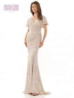 Marsoni By Colors M318 Flutter Sleeve Sequin Gown -Outlet Prom Dresses Store S23 CM M318 04 529x705
