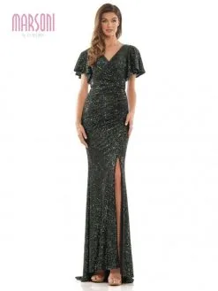 Marsoni By Colors M318 Flutter Sleeve Sequin Gown -Outlet Prom Dresses Store S23 CM M318 05 529x705