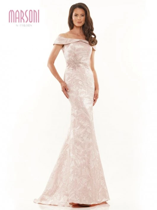 Marsoni By Colors MV1223 Jacquard Off Shoulder Gown 5 Marsoni By Colors MV1223 Jacquard Off Shoulder Gown - Image 3